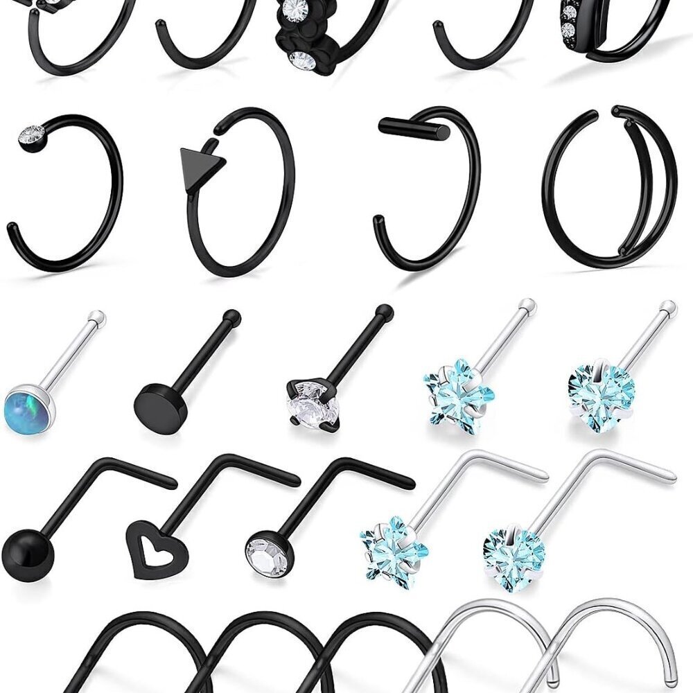 Nose Rings Jewelry Stainless Steel 20G Hoops Studs for Women Hypoallergenic